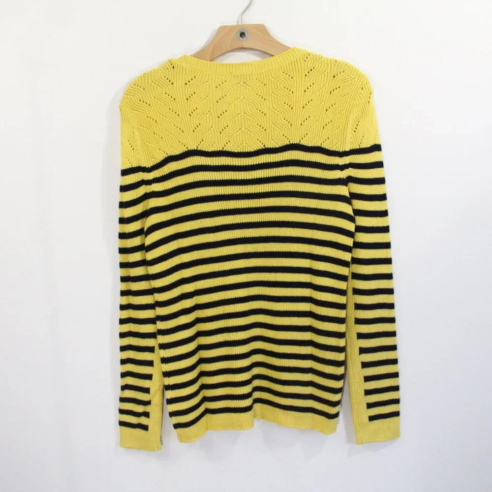 Talbots Pointelle Knit Sweater NEW Women Large Nautical striped Spring